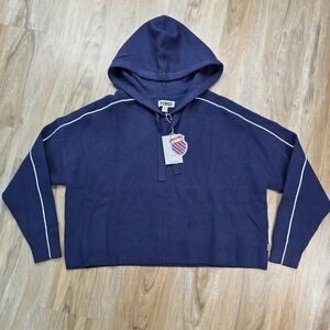🐭🔸️NWT KSwiss Blue Activewear Cropped Hooded Sweater Medium